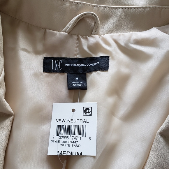 I.N.C international concepts womens faux leather jacket beige size medium - Picture 8 of 8